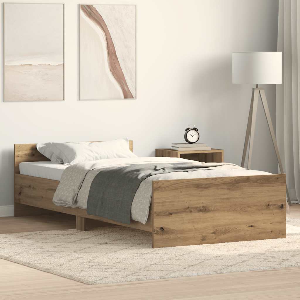 Bed Frame without Mattress Artisan Oak 75x190 cm Engineered Wood
